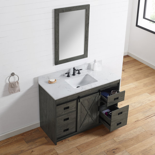 Sand & Stable Jillian 48'' Single Bathroom Vanity with Engineered Stone Vanity Top & Reviews
